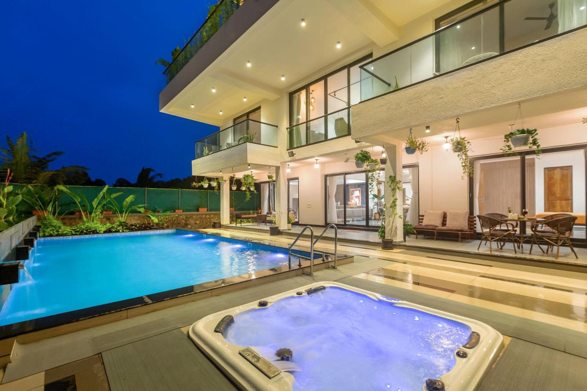 Villa Sereno By Stayvista - An Elegant And Entertaining Retreat Featuring A Swimming Pool, Outdoor Jacuzzi, Modern Interiors, And A Snooker Table Alībāg Zewnętrze zdjęcie